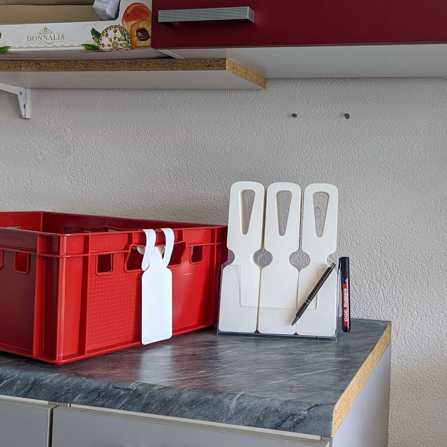Schlaufenetiketten Weiß 285 x 60mm | Metzgerei/Bäckerei Schlaufenanhänger Beschriftung - Kriegerdruck