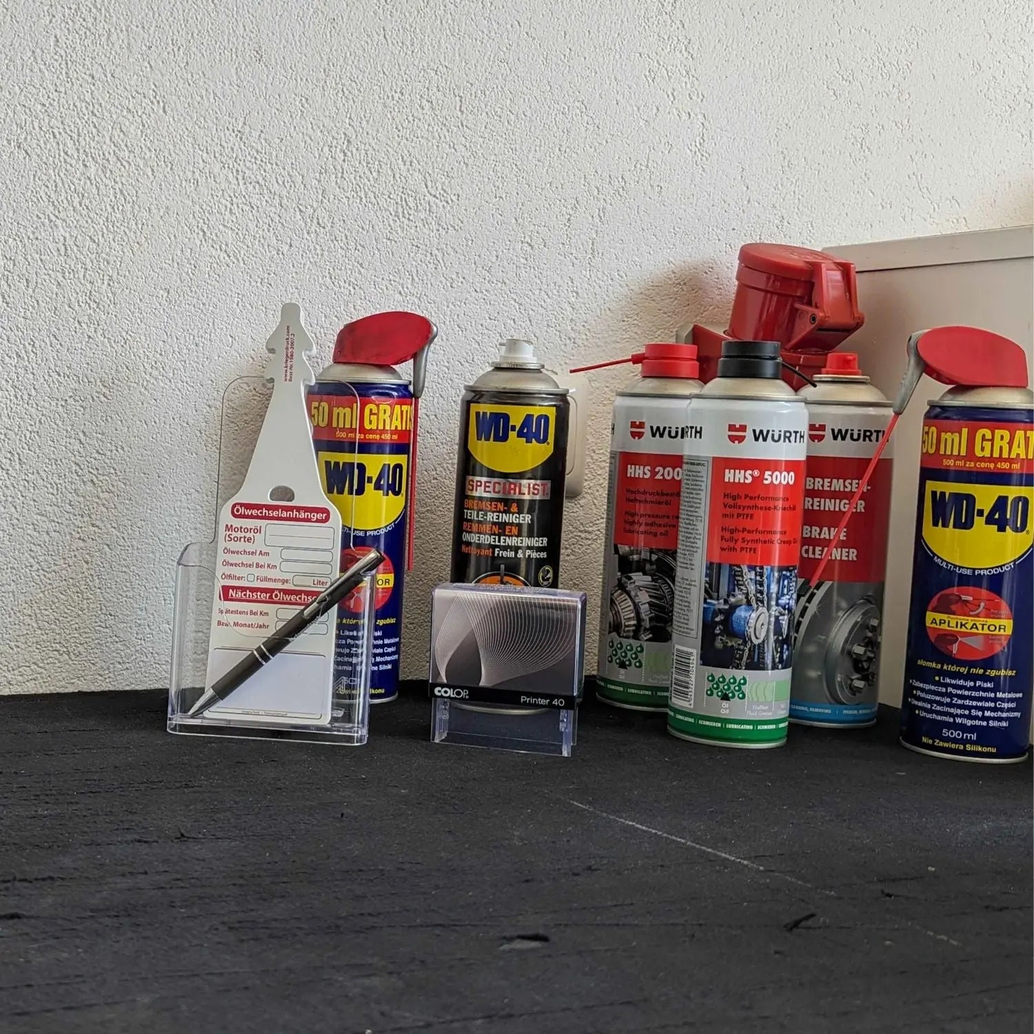 Ölwechselanhänger Drahtlos Firmenlogo Wasserfest Premium Inspektion KFZ- Service - Kriegerdruck