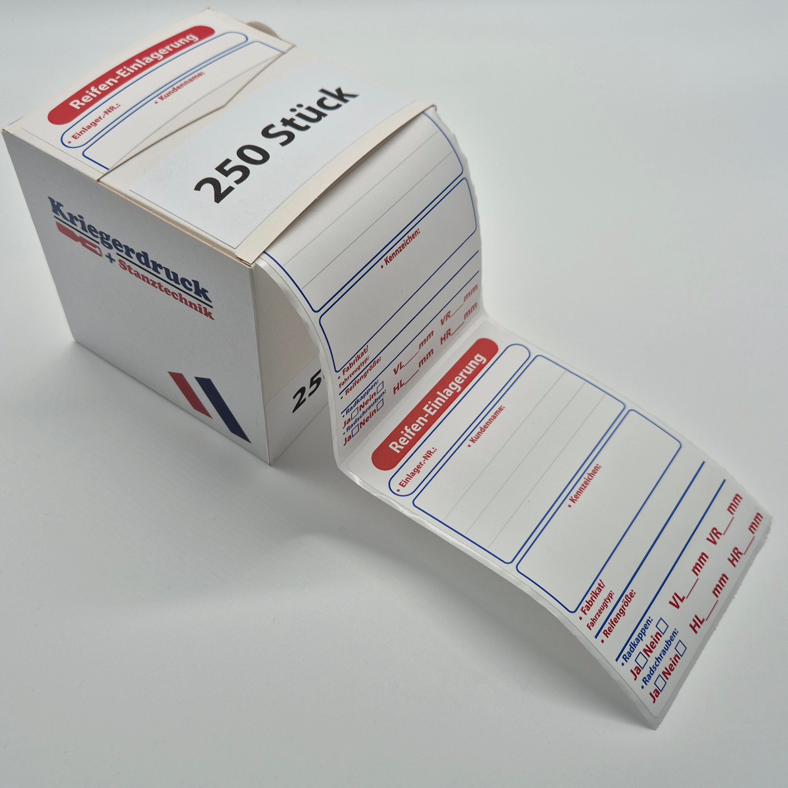 Wheel/Tire Storage Label Stickers Labels With Dispenser Box - Kriegerdruck