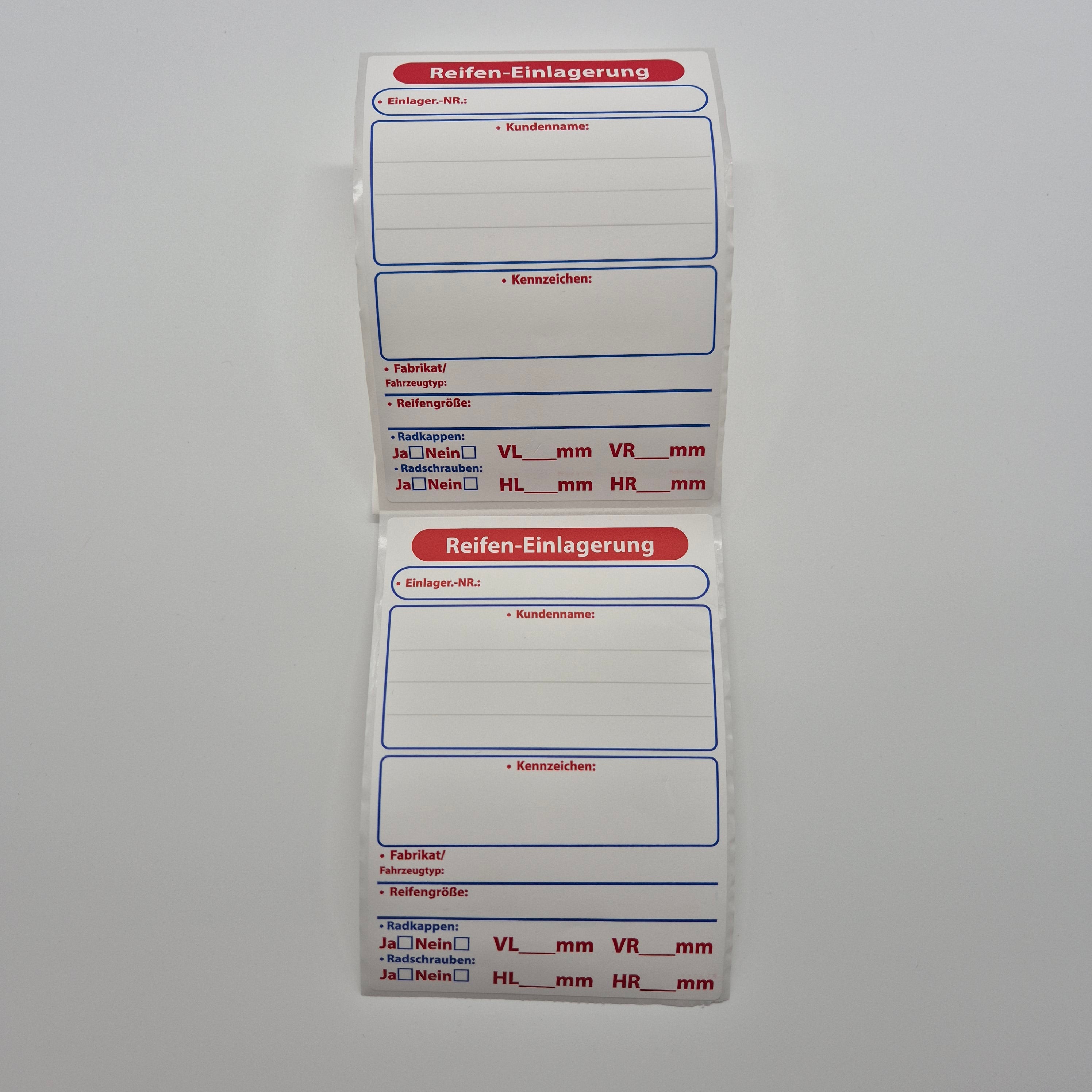Wheel/Tire Storage Label Stickers Labels With Dispenser Box - Kriegerdruck